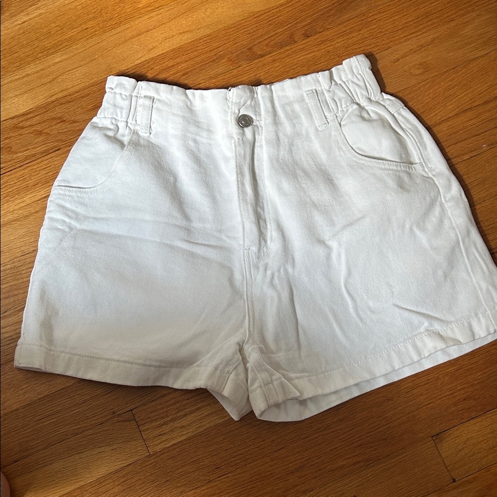 High Waist White Women's Shorts